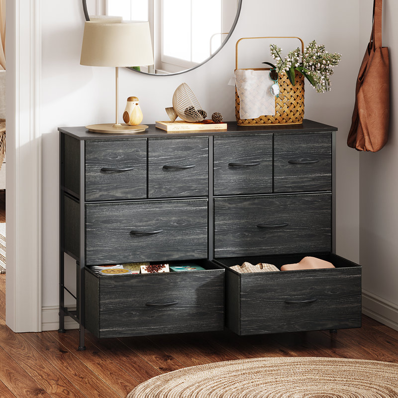 Ojaswi 8-Drawer Dresser for Bedroom in 39.4'',  Tall Dresser With Wooden, Study Frame, Chest of Drawers for Living Room, Closet, Entryway