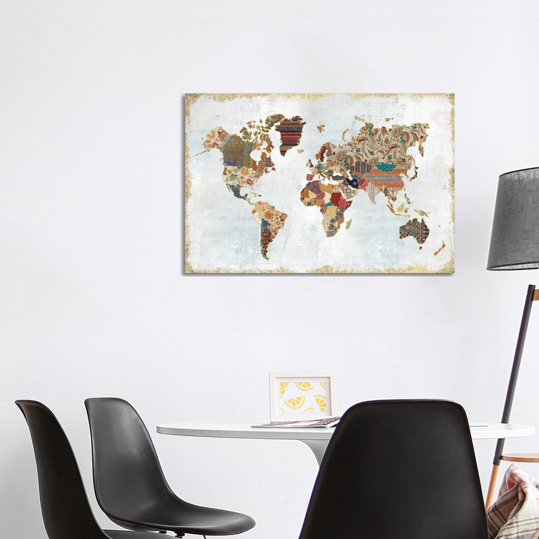 Pattern World Map von Laura Marshall - Galerie-verpackte Leinwand Giclée auf Leinwand