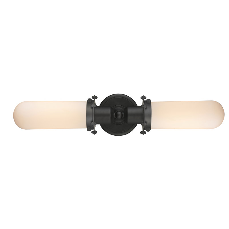 Éclairage pour meuble-lavabo 2 lumières Mikell, Blanc mat, Bronze huilé