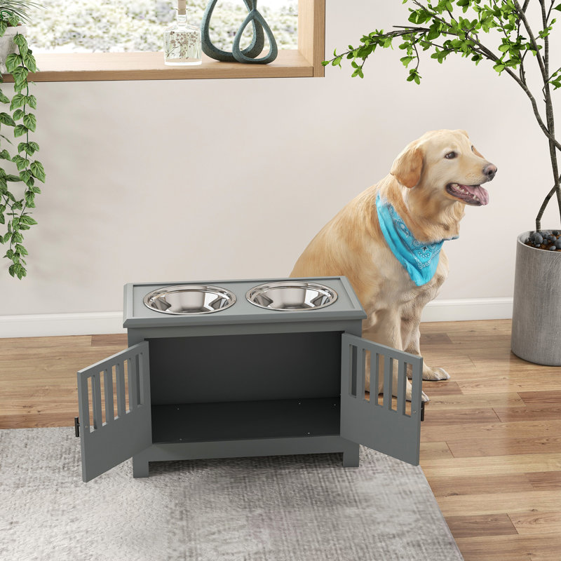 Bols pour chien surélevés gris avec espace, option d'alimentation moderne pour animaux de compagnie