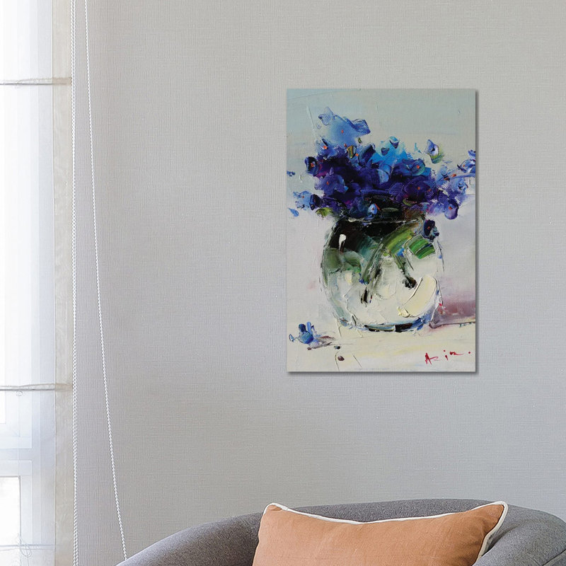 Blue Bouquet In A Glass by Aziz Sulaimanov - No Frame Gallery-Wrapped Canvas Giclée on Canvas, 66.04 cm H x 45.72 cm W