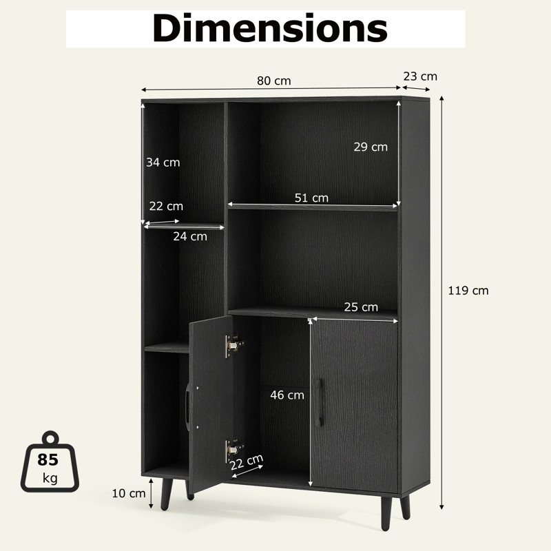 119cm H x 80cm W Book Cabinet Bookcase, Black