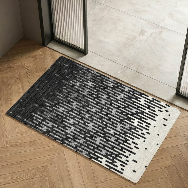 Tapis abstrait lavable à la machine Premium, Black, 1'8" x 2'6"