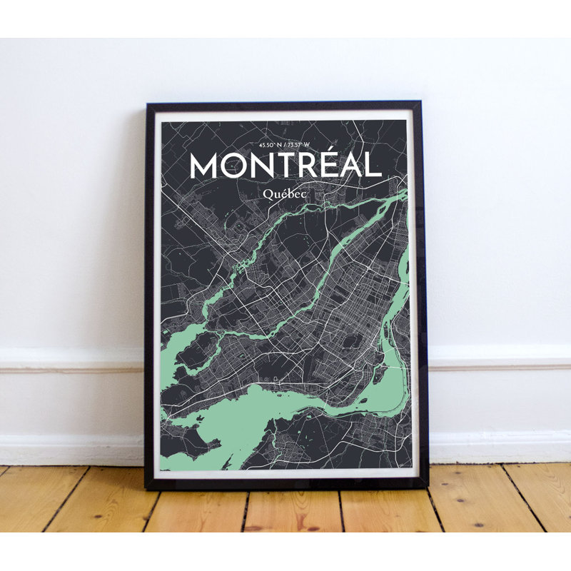 « montréal city map », impression, H 20 po x l 16 po