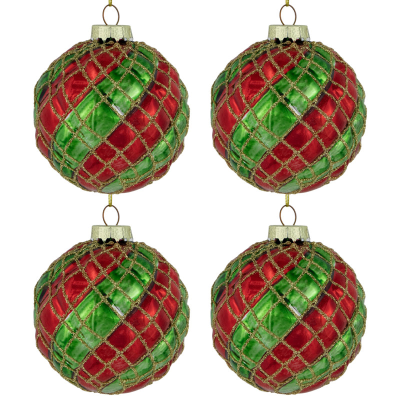 3'' Striped Glass Ball Ornament