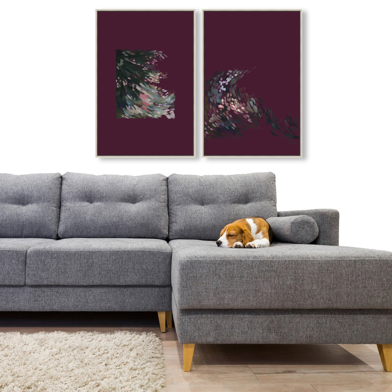 Delicate Spring Set Abstract Canvas Print by Oliver Gal, Black Frame, 10 x 15, 17"H x 25"W, Silver Floater Frame