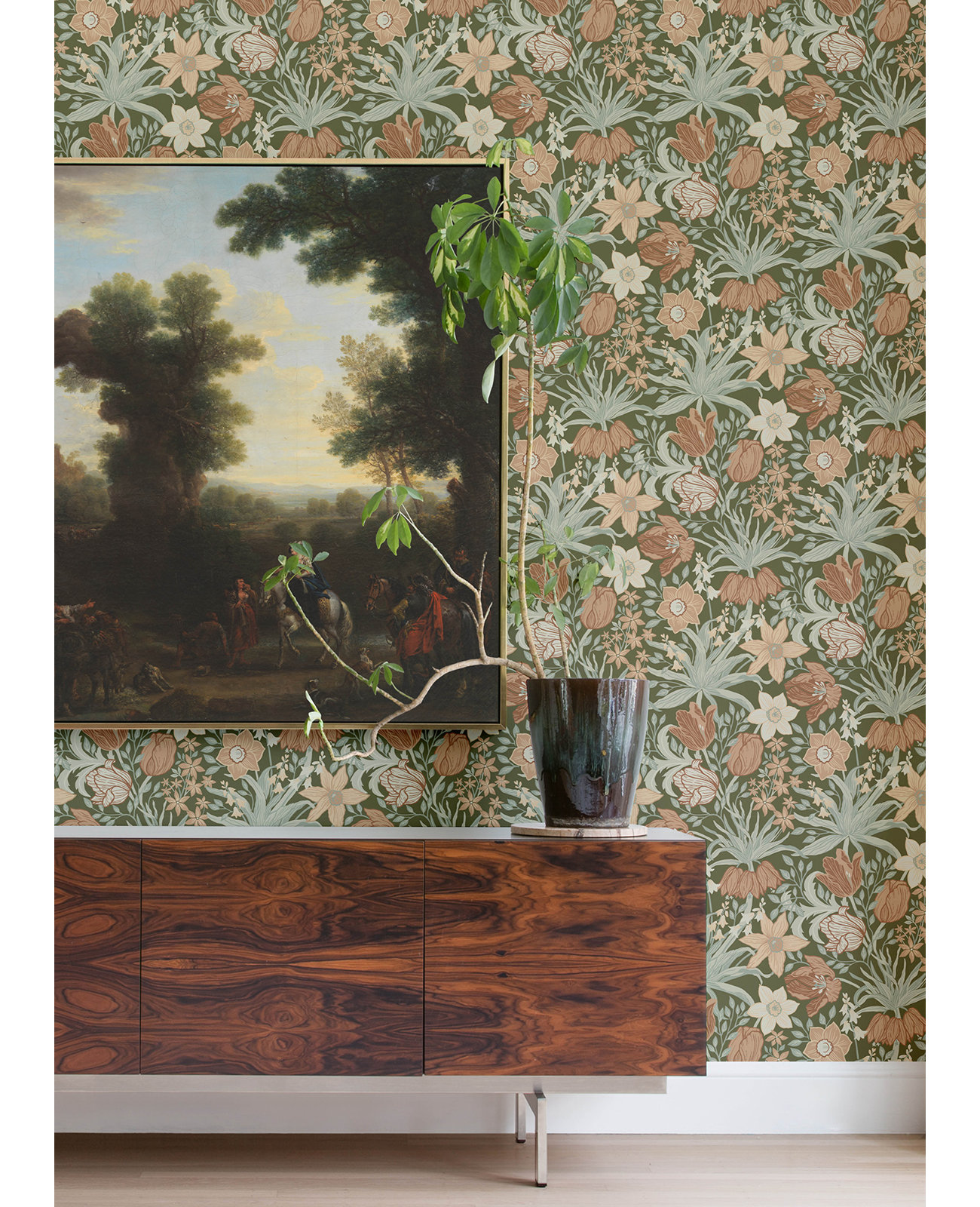 Non-Pasted,Unpasted Floral Wallpaper, Blue