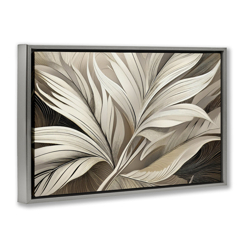 Cadre flottant Palm Curves, design par Norm Stelfox, H 21 po x l 31 po, Cadre flottant gris lustré