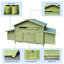 Cage à poulets en bois, 11,12 pi, 2 portes, trous de ventilation, - preuve, nichoirs avec cage