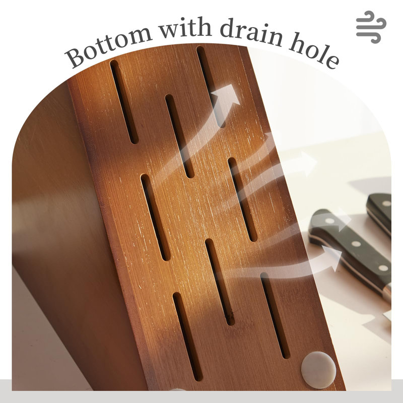 Large Brown Bamboo 20-Slot Universal Knife Block