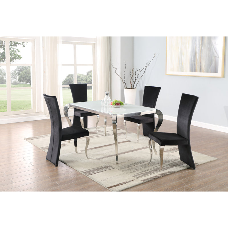 Coriana Glass Top Metal Base Dining Table