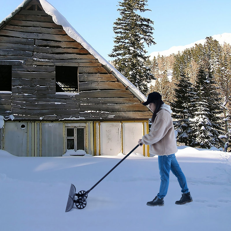 Heavy Duty Snow Shovel Rolling Pusher