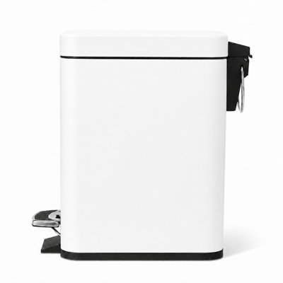 Home Zone Living 1.3 Gallon Slim Stainless Steel Trash Can with Step-On Pedal and Soft-Close Lid