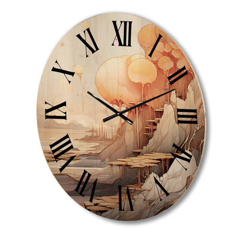 Horloge murale en bois massif Randale, Moyenne