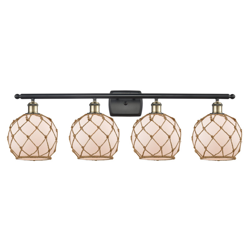 Larochelle 4 - Light Dimmable Vanity Light, White/Brown, Black Antique Brass, Bulb Not Included