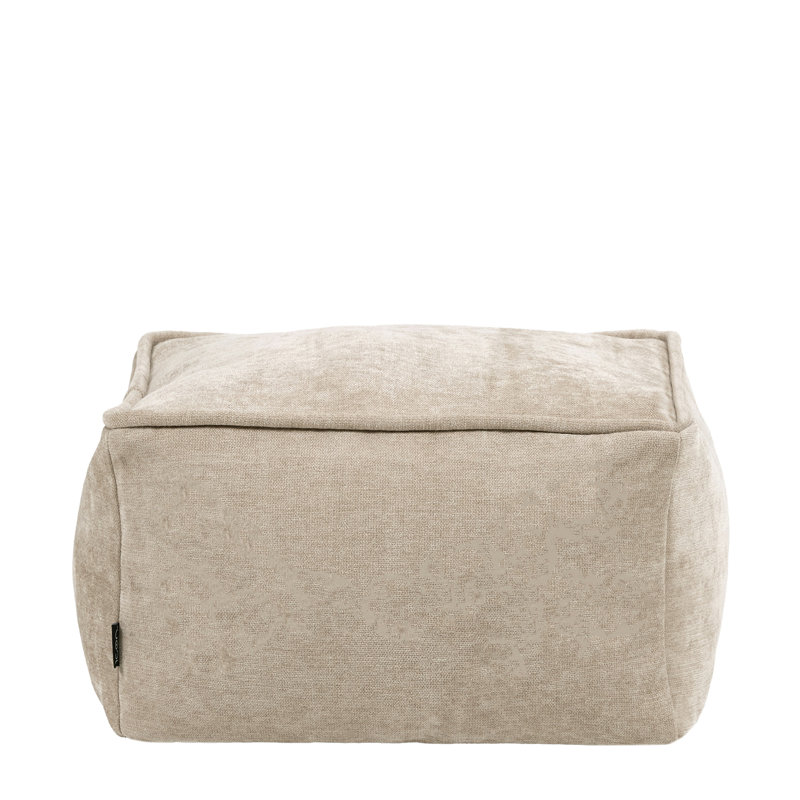 Amara Chenille Square Footstool Bean Bag, Beige