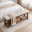 Upholstered Foam Bench with Shelves
