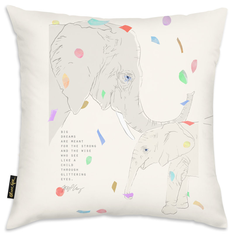 Coussin décoratif éléphants Alvardo, Beige