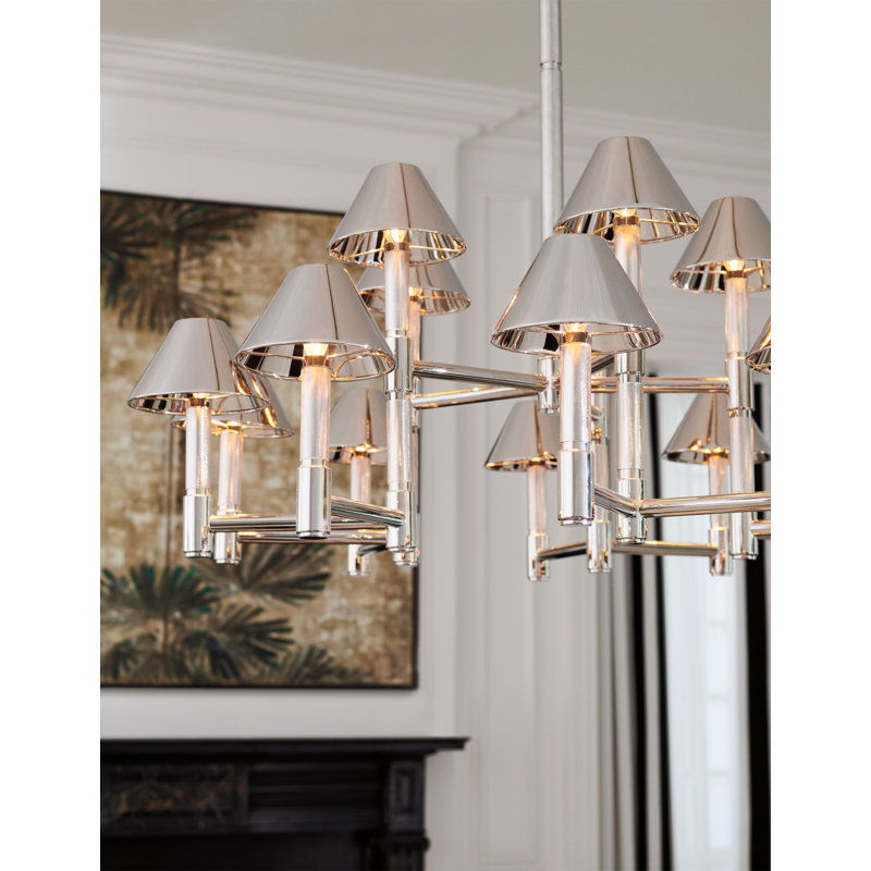 Ralph Lauren Barrett 9 Light Chandelier, Polished Nickel