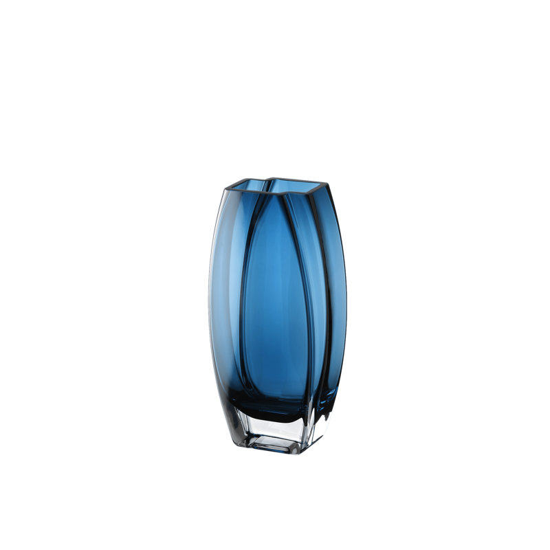 Glass - Vase - Heavy Durable - Made in Europe - by Barski, Blue, 8" H x 3.8" W x 1.9" D