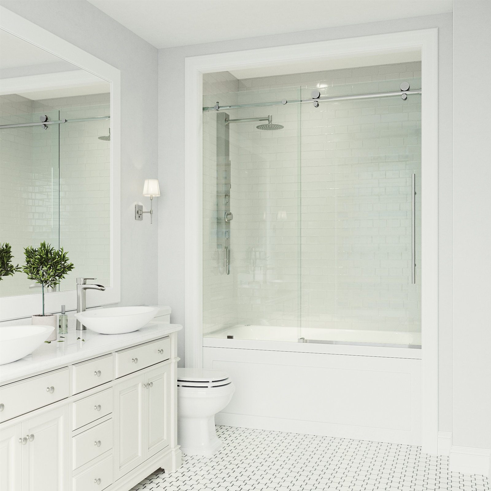 Elan E-Class Frameless Sliding Tub Door, Chrome