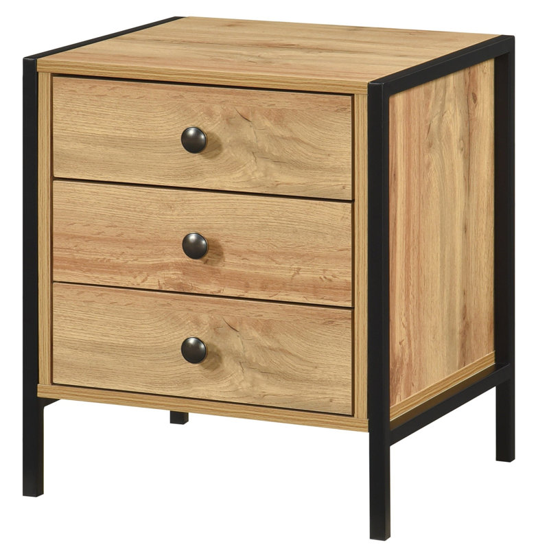 Alva 3 Drawer Bedside Table, Oak