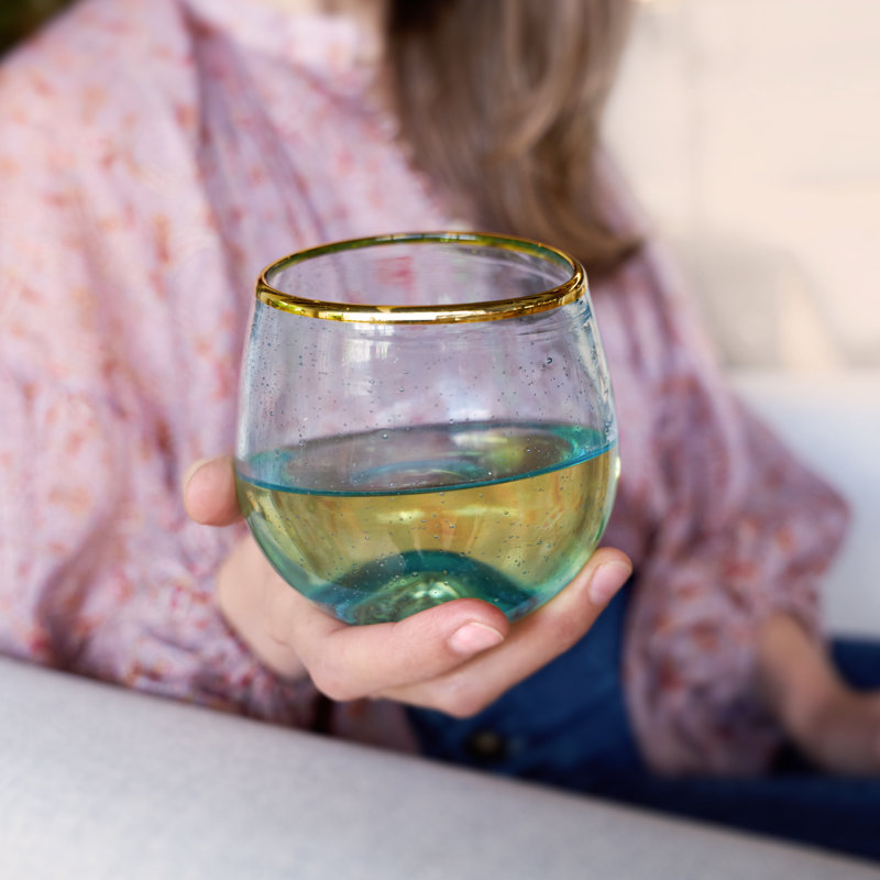 Verre à vin sans pied Seaside Bubble, Aigue-marine