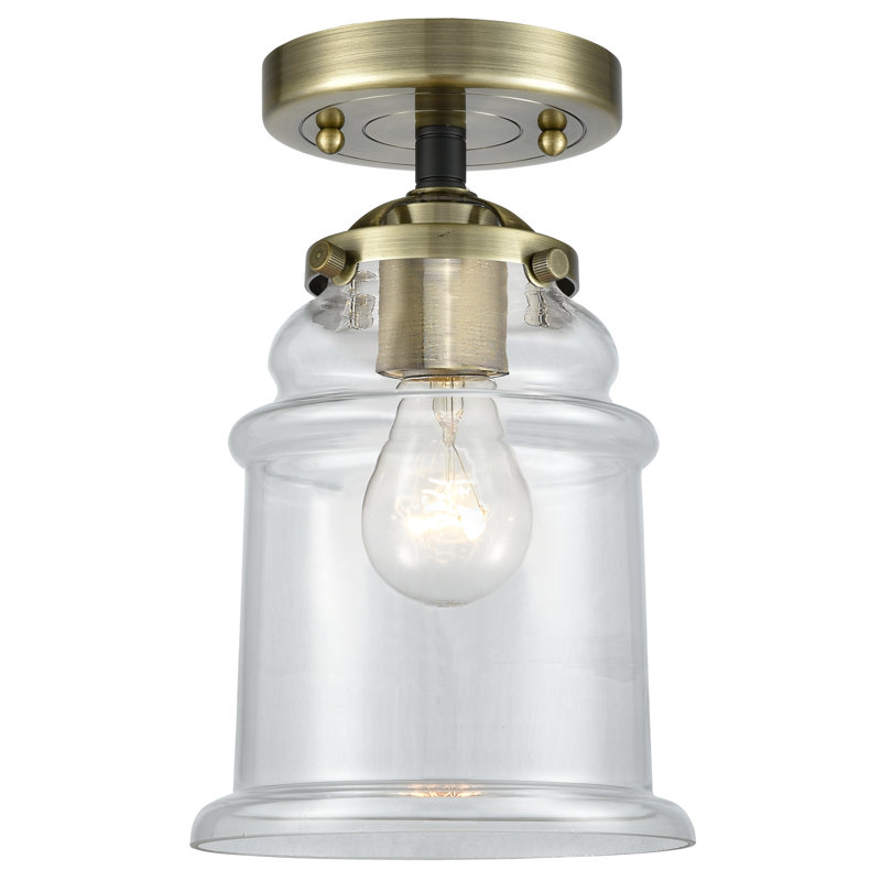 Alexandira Glass Semi Flush Mount, Black Antique Brass, No Bulb Included, Clear