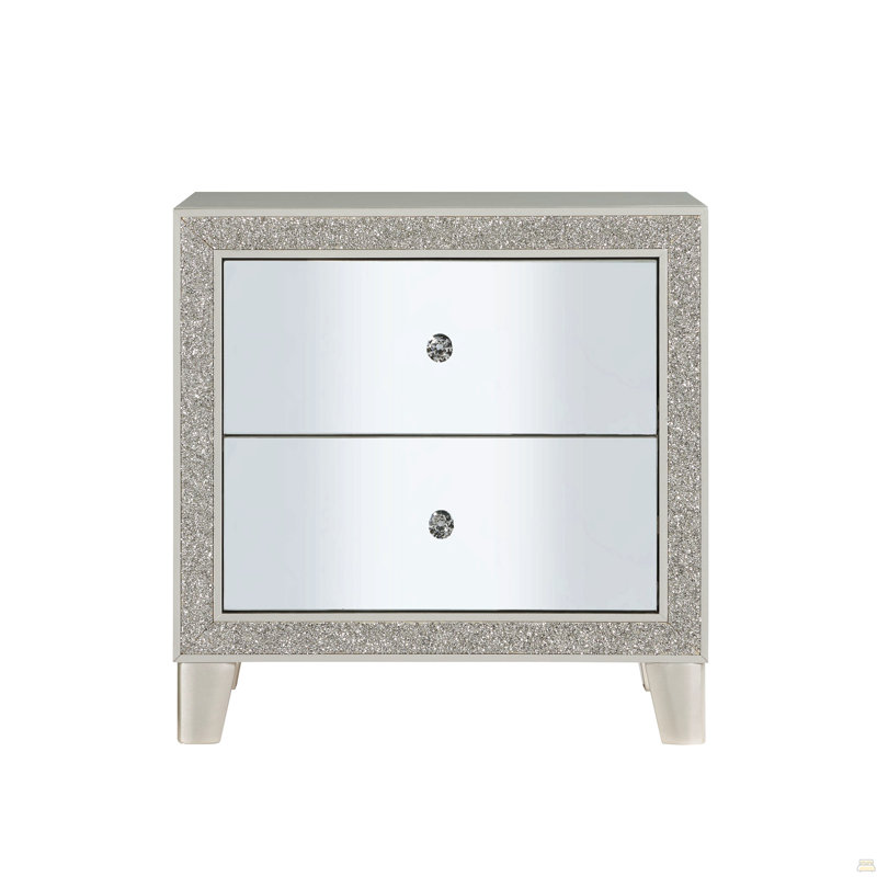 Table de chevet 1Pc avec 2 tiroirs en miroir