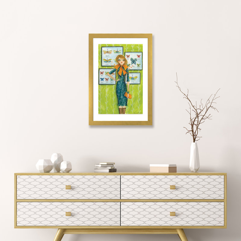 «Best Dress Butterfly Bow», art encadré, H 24 po x l 16 po x P 1 po, Papier encadré doré