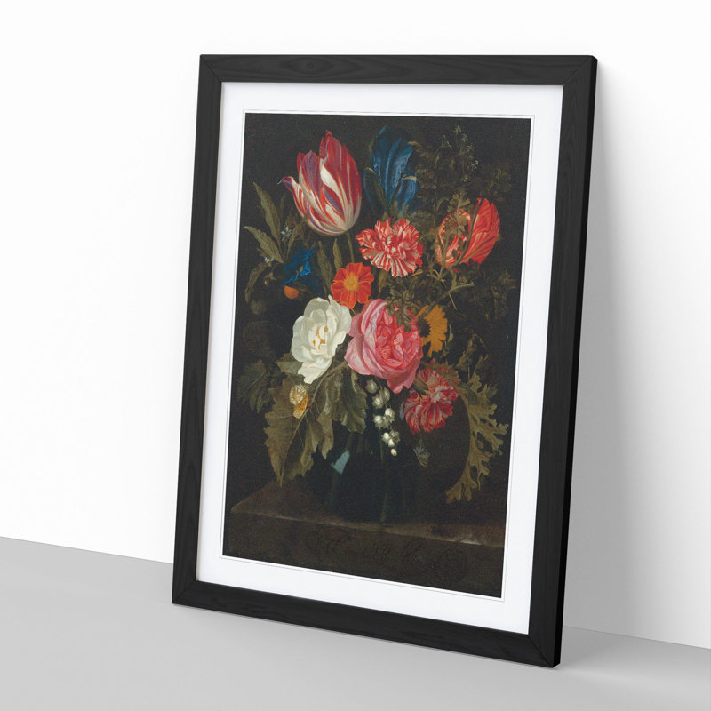 Still Life with Flowers Vol.4 by Maria Van Oosterwijk - Picture Frame Painting, 65cm H x 48cm W x 2cm D, Black