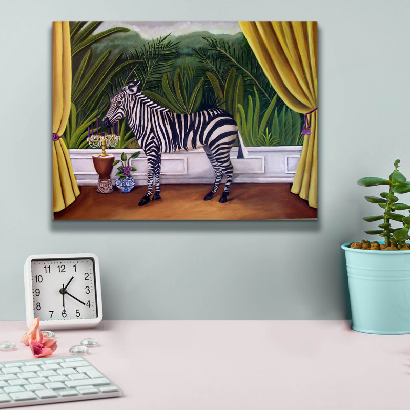 «Zebra» par Catherine A Nolin, art mural sur toile, H 12 po x l 16 po x P 0,75 po