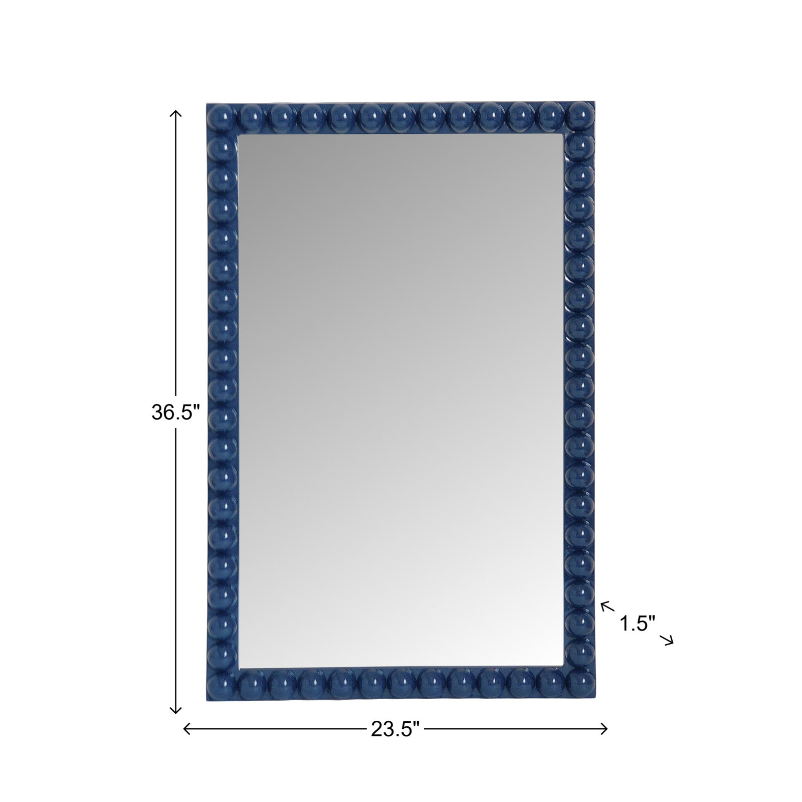 Varsha Rectangle  Glossy Nickle Mirror, Navy