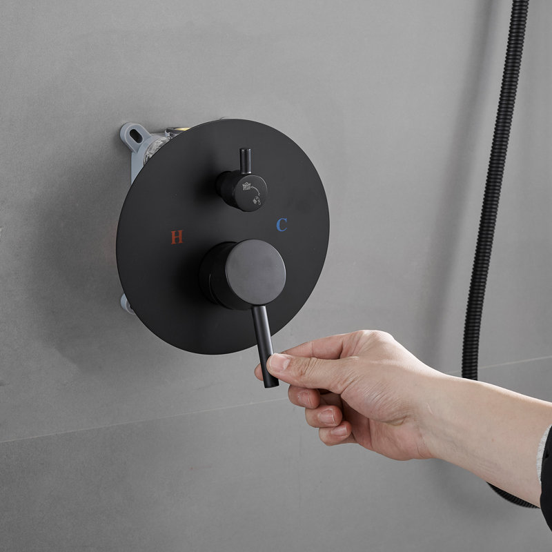 Round Single-Handle 3-Spray Rain Shower Head Round High Pressure Shower Faucet In Matte Black(Valve Included)