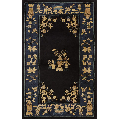 Antique Peking Small Scatter Size Wool Blue Navy Rug