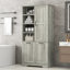 Armoire de rangement pour salle de bain avec portes et tiroirs, panier à linge inclinable, plusieurs espaces de rangement, style autoportant, tablette ouverte, tablette réglable-373793315