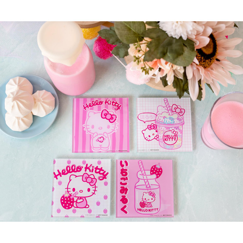 Glass Square 4 Piece Coaster Set