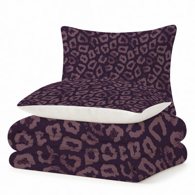Premium Flannel Lightweight Blanket & 2 Pillow Shams Set with Purple Abstract Leopard Print Texture, Ultra-Soft & Warm Cozy Bedding Set for All-Season, 60" x 80" Blanket + 2 Pillowcases Anti-Pilling & Machine Washable(Set of 3)