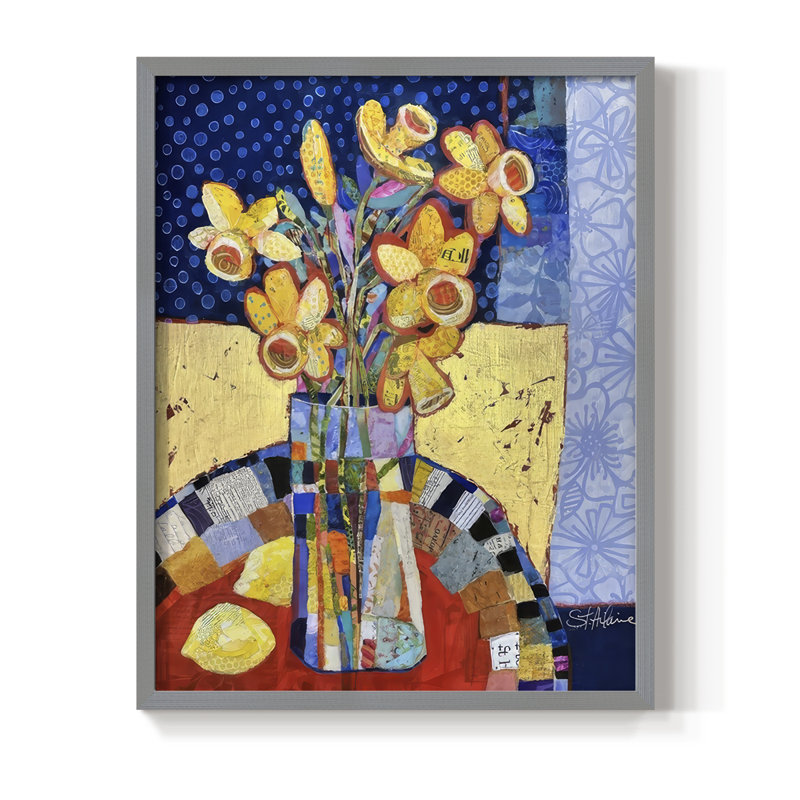 Papier mâché Arrangment III, reproduction encadrée - bois massif, H 11 po x l 9 po, Gris