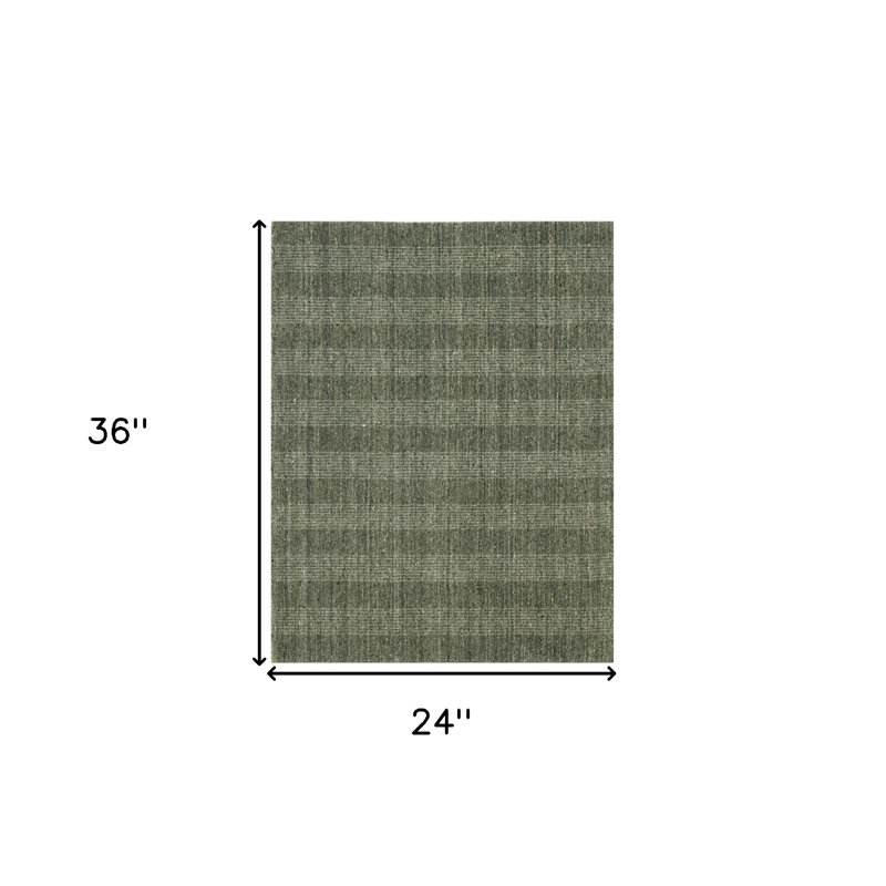 Tapis tissé à la main 2 pi x 3 pi gris et ivoire en laine
