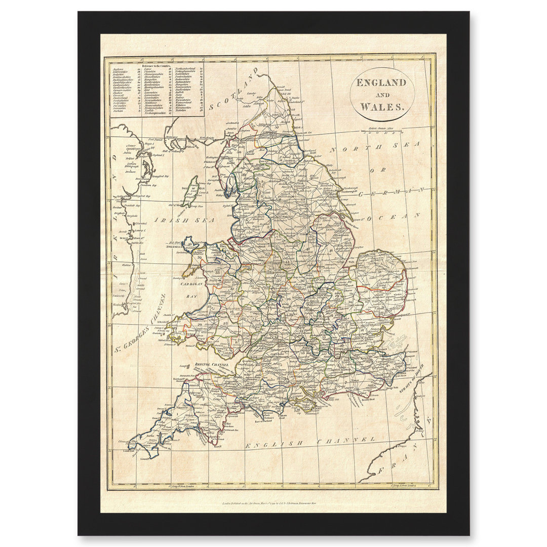 1799 Clement Cruttwell Vintage Map Of England - Single Picture Frame Print