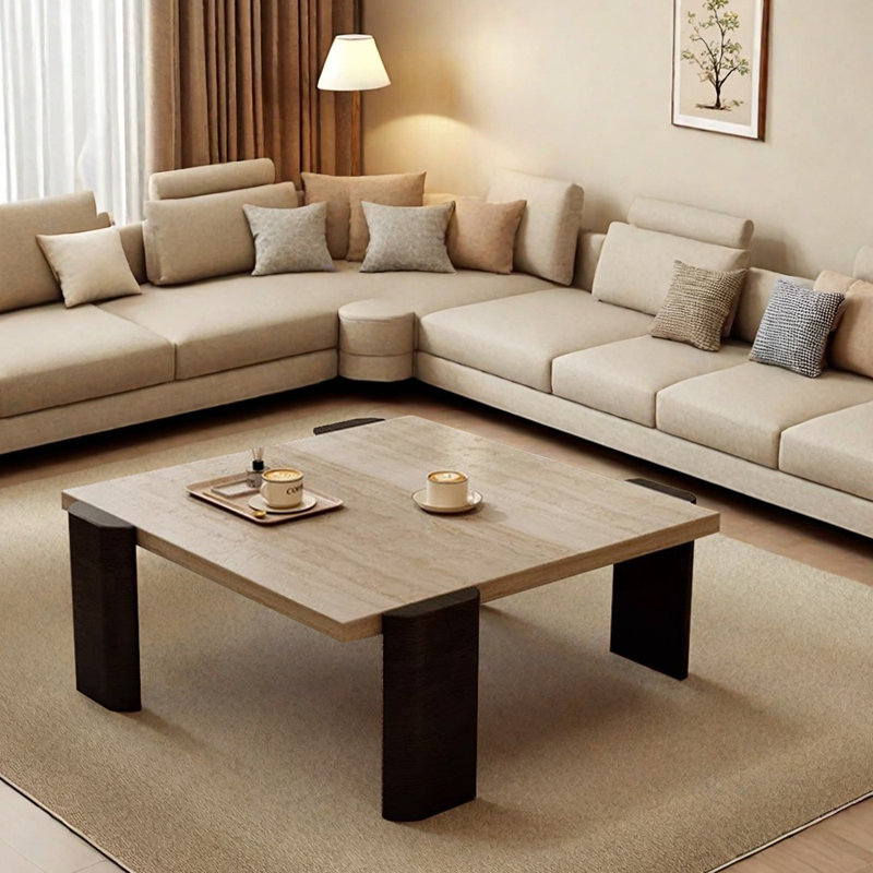 Minimalist and niche design coffee table, 14.96" H x 35.43" L x 35.43" W, Black