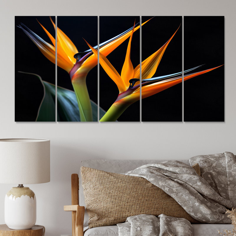 Oiseaux de paradis II fleurs 5 pièces