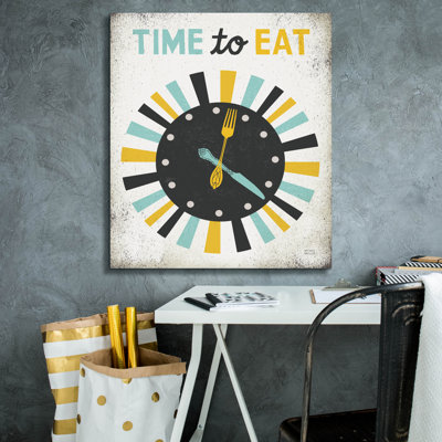  «Retro Diner Time To Eat Horloge» par Michael Mullan, art mural sur toile, 26 po x 30 po