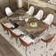 Ensemble de table de salle à manger moderne en pierre frittée avec 8 chaises en similicuir-425897787-425897791