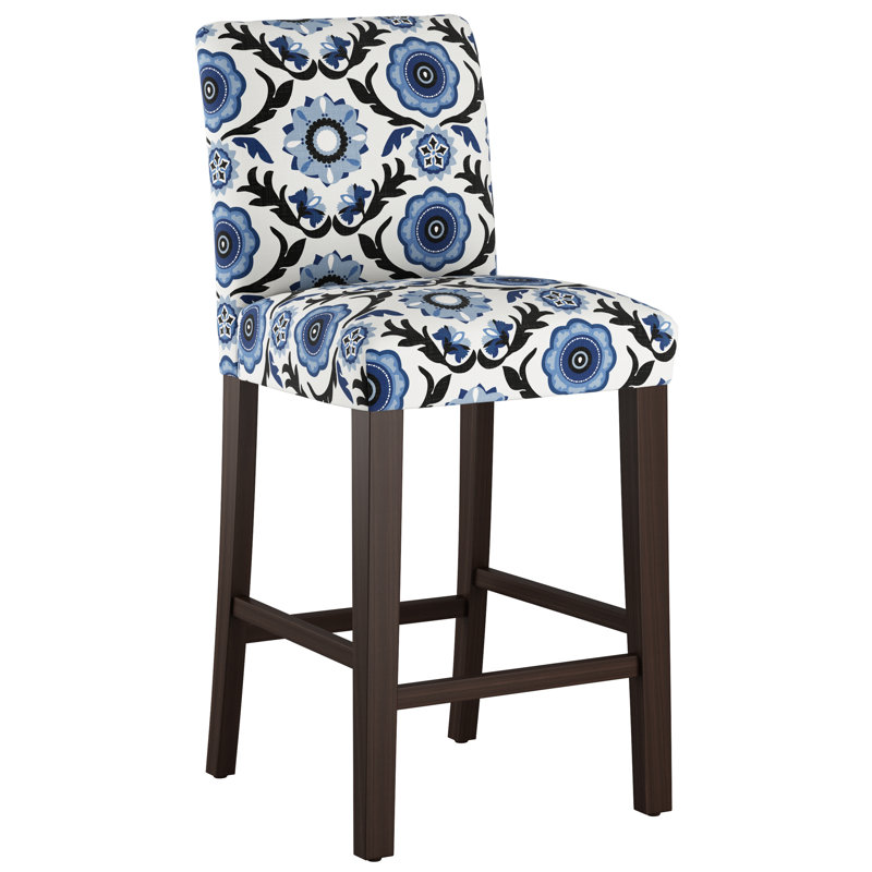 Tabouret de bar et de comptoir Sylva, Tabouret de bar (siège d'une hauteur de 31 po), Bleu Tulum, Espresso