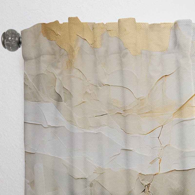 Beige And Gold Glacier Stone Simplicity II - Shapes Room Darkening Abstract Curtain - 1 Panel, 52" W x 84" L