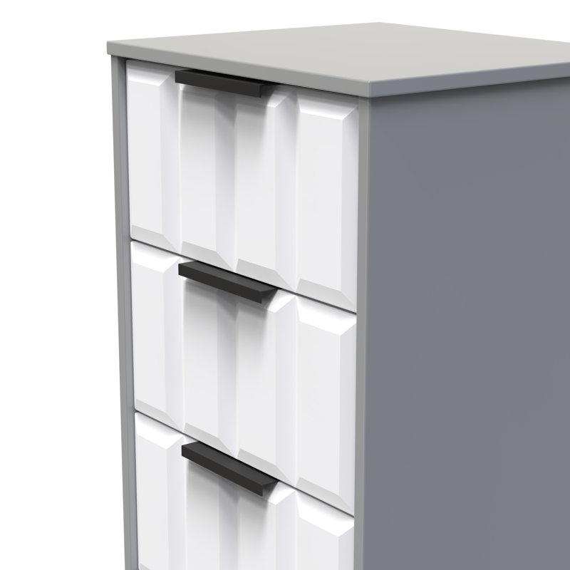 Arnesto Bedside Table, White Matt/Dusk Grey