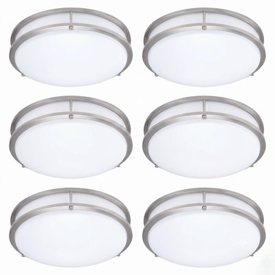 6-Pack, 12", Dimphia Modern Double Ring LED Flush Mount Ceiling Light, White,5CCT Selectable, Dimmable, Ceiling & Wall Mount, Low Profile Indoor Light Fixture,