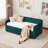Twin Upholstered Daybed Frame With Trundle, Twin Size Sofa Bed For Bedroom Living Room Guest Room, Wood Slat Support,Emerald